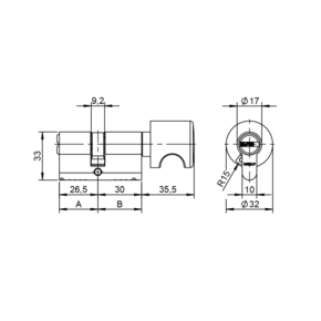 Knaufzylinder asymmetrisch