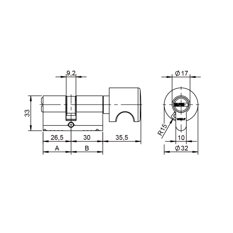 Knaufzylinder asymmetrisch